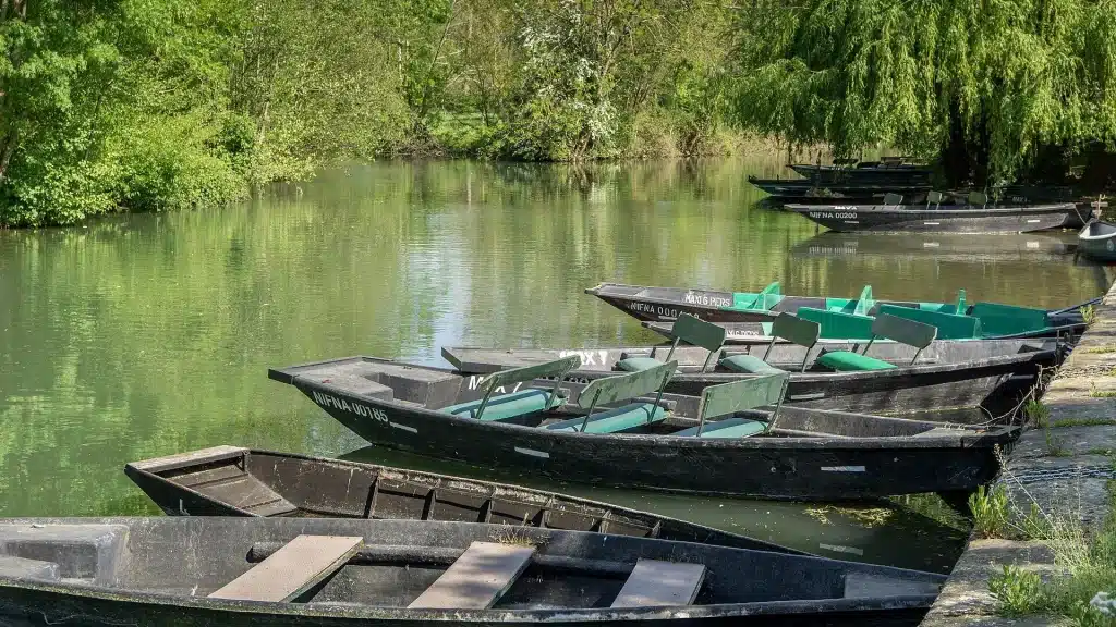 Canal du marais poitevin, en Vendée, en automne