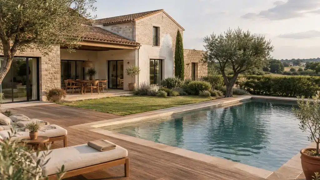 Grande maison avec piscine privée entourée de verdure en Vendée